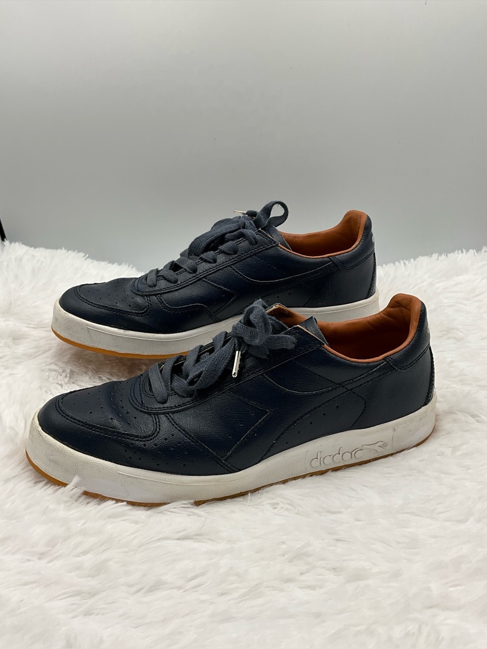 Diadora B. Elite Sneakers Size 9 Navy Leather Upper and Lining Made in Italy